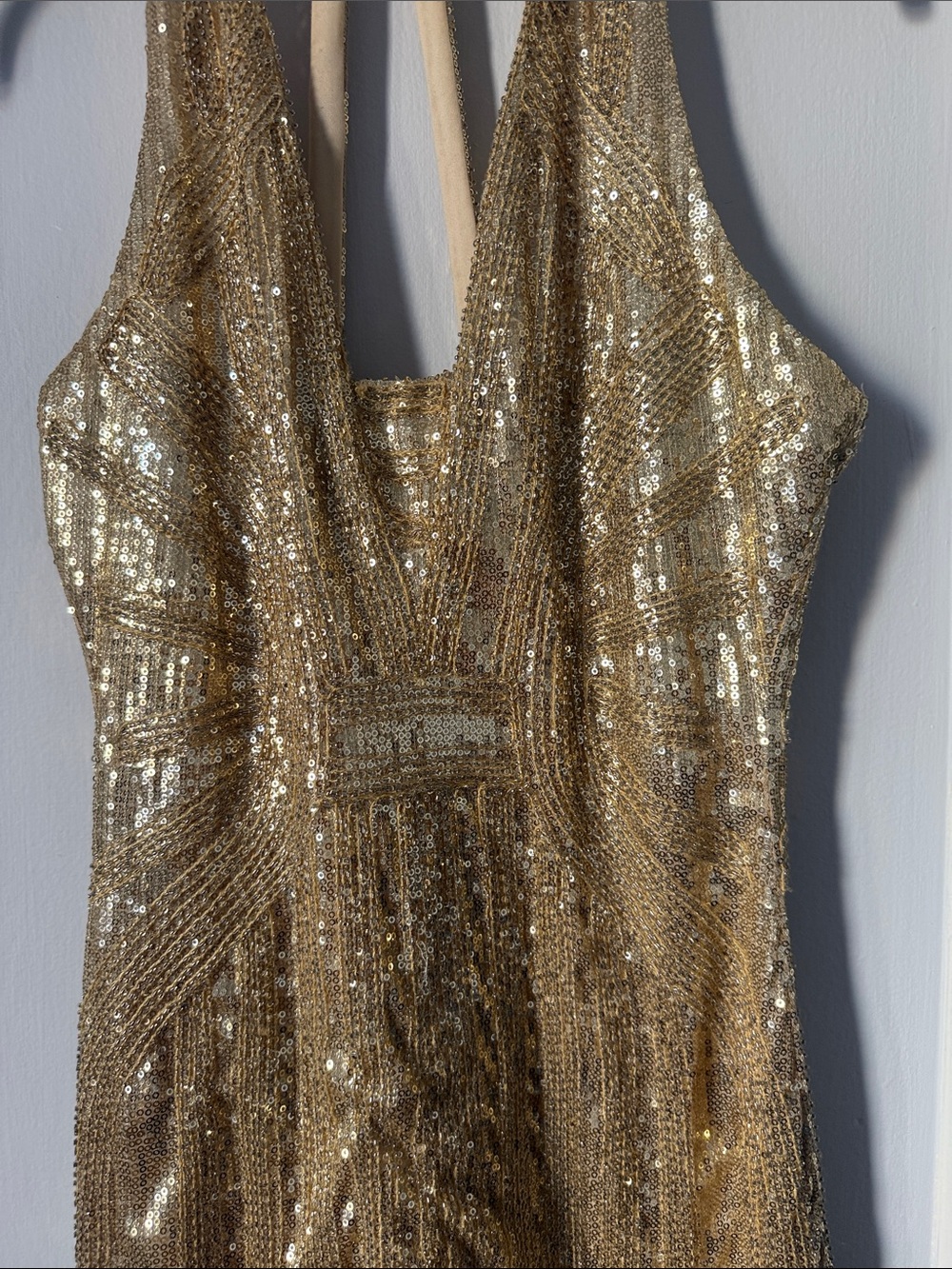 Gold Sequin Mini Dress - Halter Party Mini